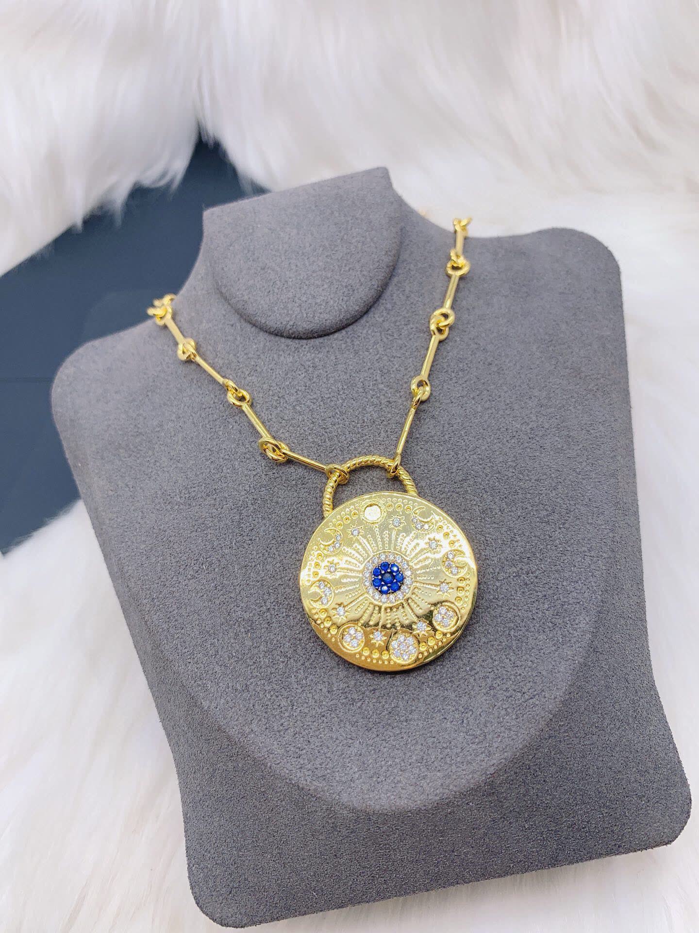 APM Monaco Gold Evil Eye Pendant Necklace